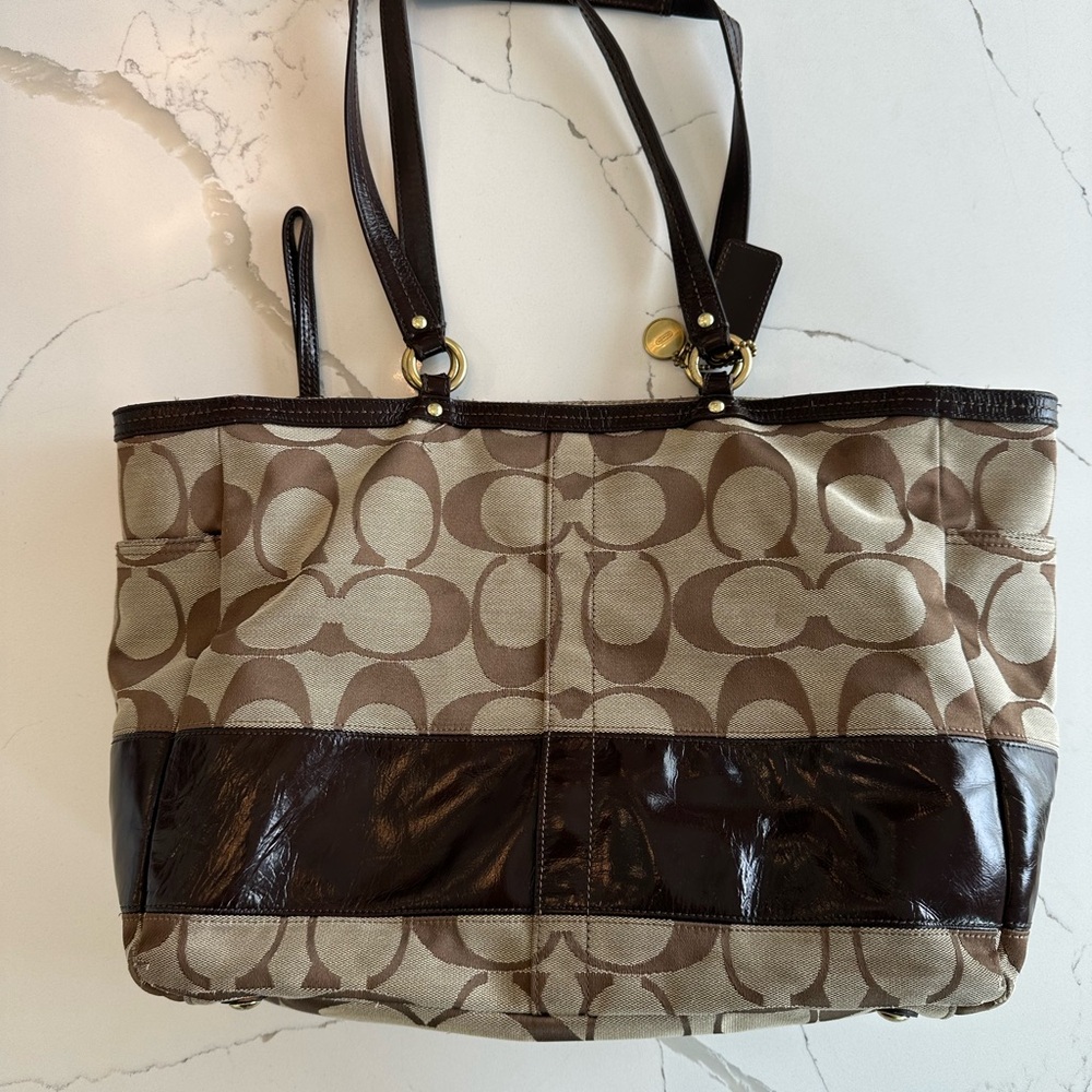 Coach Brown and Tan Signature Totes